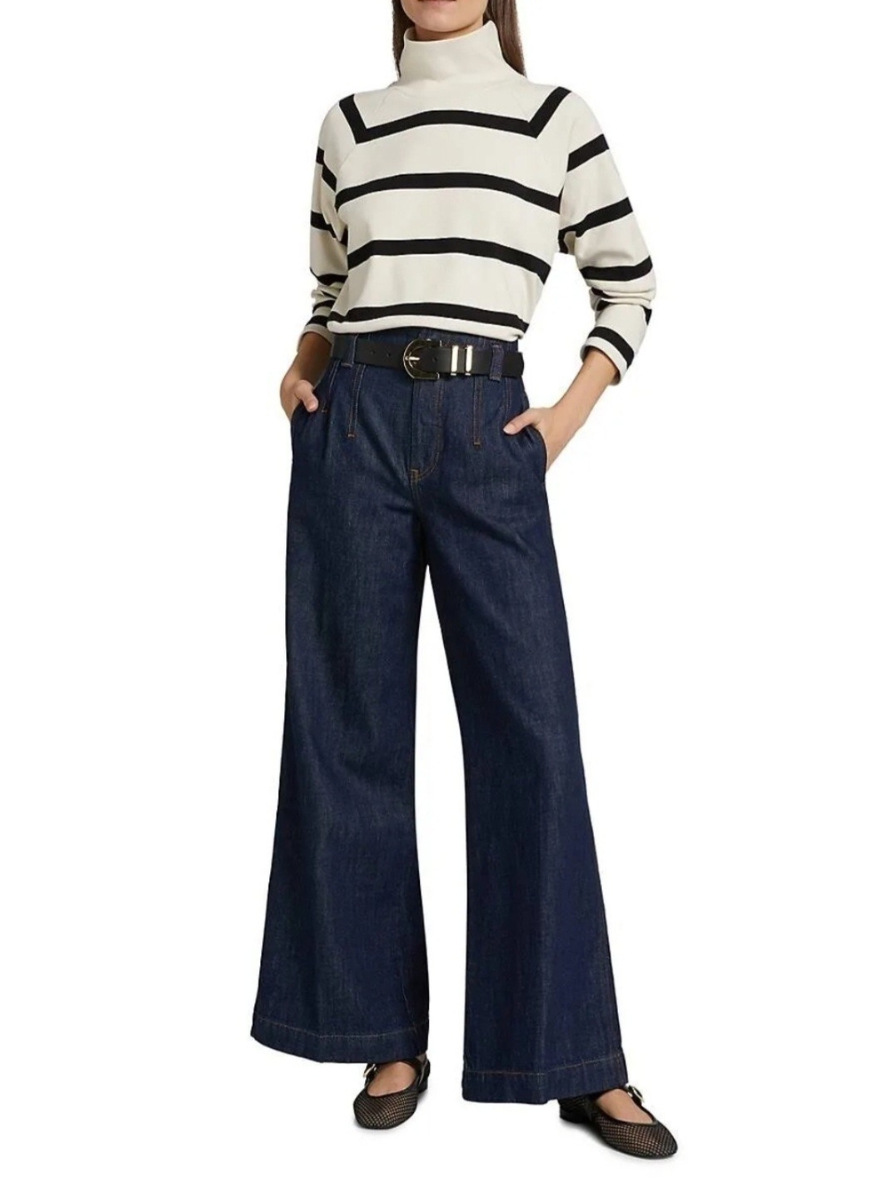 Frame Denim Darted Wide-Leg Jeans